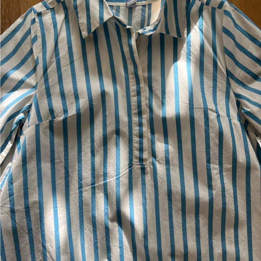 Old Navy Blue and White Striped Shirt Dress - Picture 17 of 17